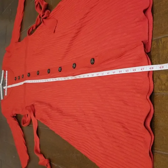 Lane Bryant Three Quarter Sleeve Button Front Red Maxi Sweater Dress Size 11 12