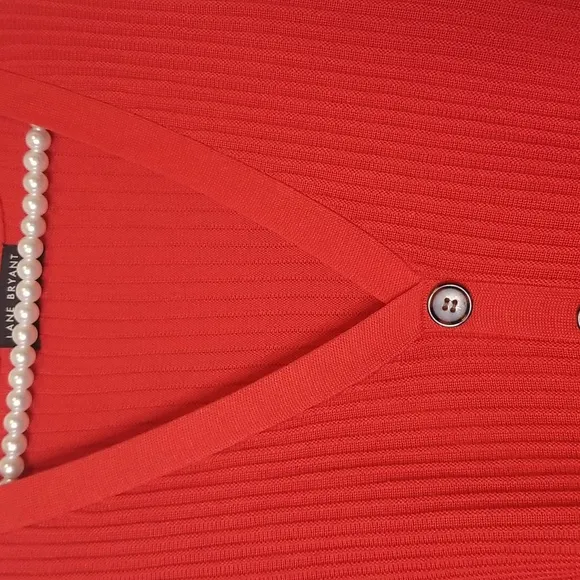 Lane Bryant Three Quarter Sleeve Button Front Red Maxi Sweater Dress Size 11 12
