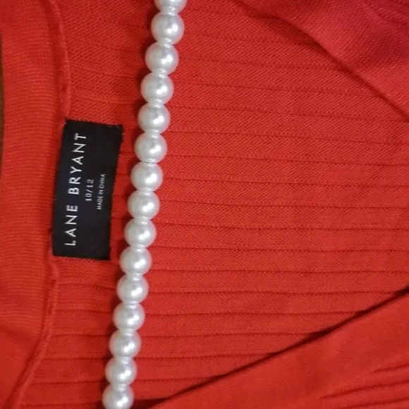 Lane Bryant Three Quarter Sleeve Button Front Red Maxi Sweater Dress Size 11 12