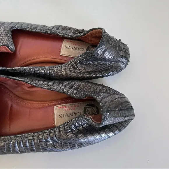 Lanvin Metallic Slip on Loafers