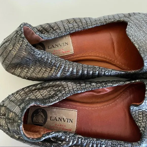 Lanvin Metallic Slip on Loafers