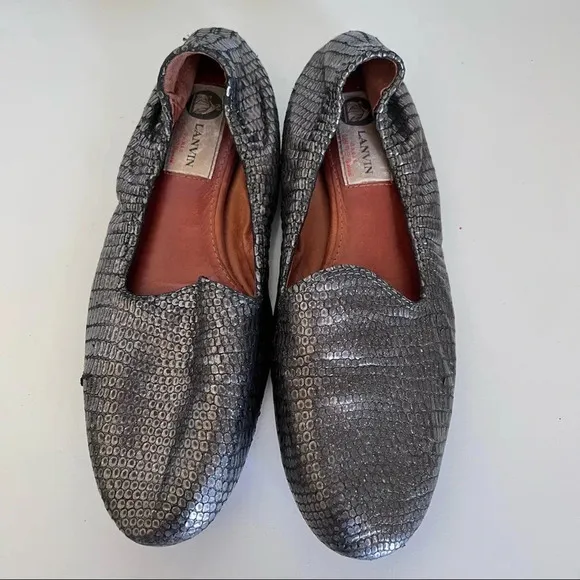 Lanvin Metallic Slip on Loafers