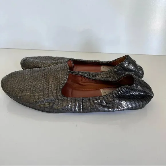 Lanvin Metallic Slip on Loafers