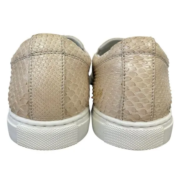 Lanvin Paris Slip-On Snakeskin Sneakers Tan Beige Italian 38 US 7.5-8 Casual