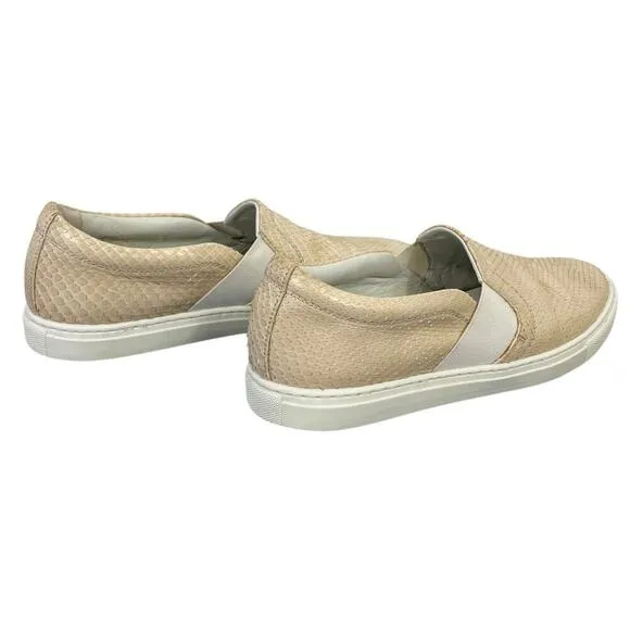 Lanvin Paris Slip-On Snakeskin Sneakers Tan Beige Italian 38 US 7.5-8 Casual