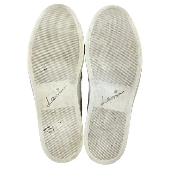 Lanvin Paris Slip-On Snakeskin Sneakers Tan Beige Italian 38 US 7.5-8 Casual