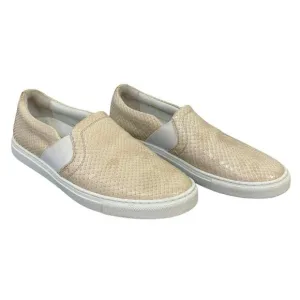 Lanvin Paris Slip-On Snakeskin Sneakers Tan Beige Italian 38 US 7.5-8 Casual