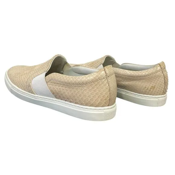 Lanvin Paris Slip-On Snakeskin Sneakers Tan Beige Italian 38 US 7.5-8 Casual