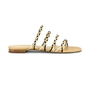Larroude The Ibiza Slide in Beige, Black, &amp; Ivory SZ 8.5