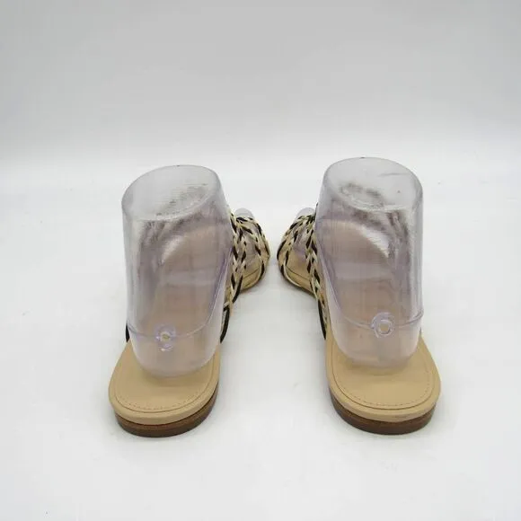 Larroude The Ibiza Slide in Beige, Black, &amp; Ivory SZ 8.5