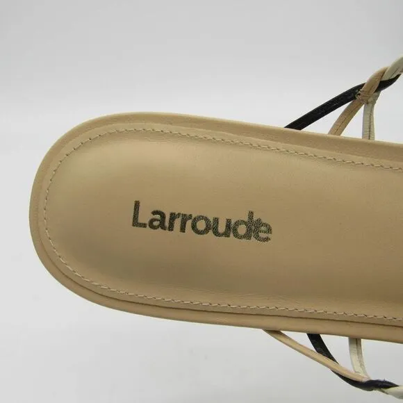 Larroude The Ibiza Slide in Beige, Black, &amp; Ivory SZ 8.5