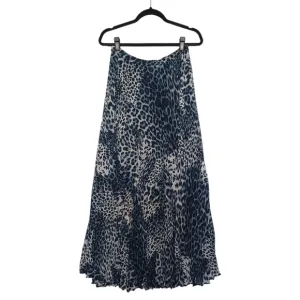 LAUNDRY BY SHELLI SEGAL Pleated Blue Gray Animal Print Midi Maxi Skirt 6 Small