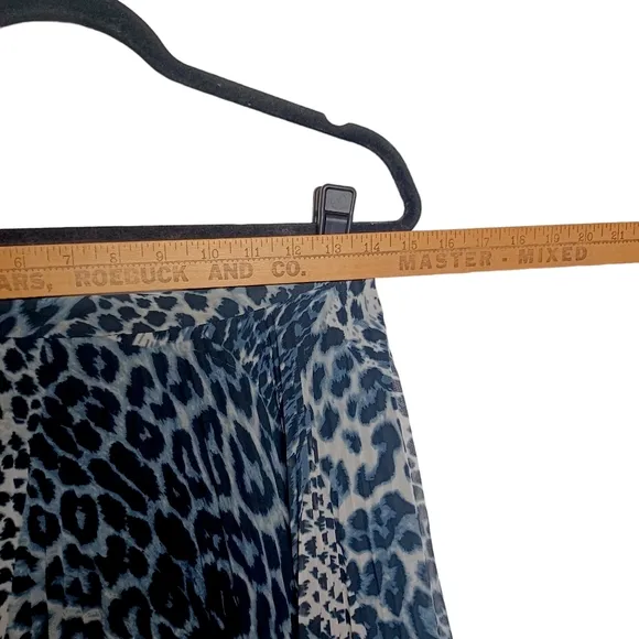 LAUNDRY BY SHELLI SEGAL Pleated Blue Gray Animal Print Midi Maxi Skirt 6 Small