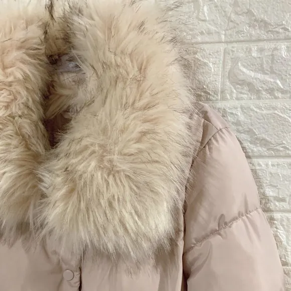 LE CHATEAU Women's Hooded Down Jacket Leather Collar White Down Jacket Tight War