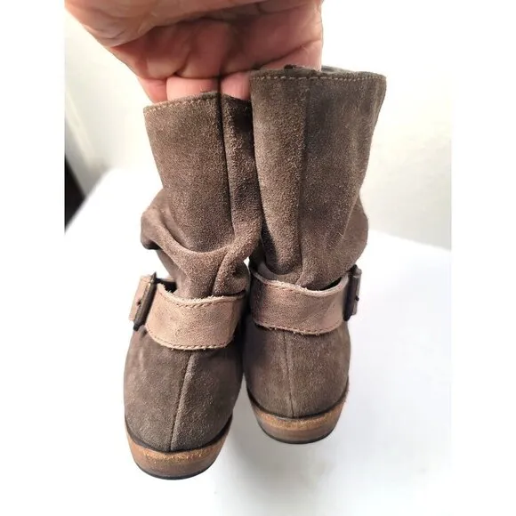 Liberty Brown Black Leather Suede Ankle Boots With Buckle Detail Women's Size 5.