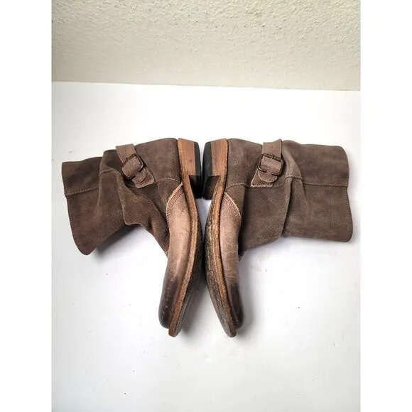 Liberty Brown Black Leather Suede Ankle Boots With Buckle Detail Women's Size 5.