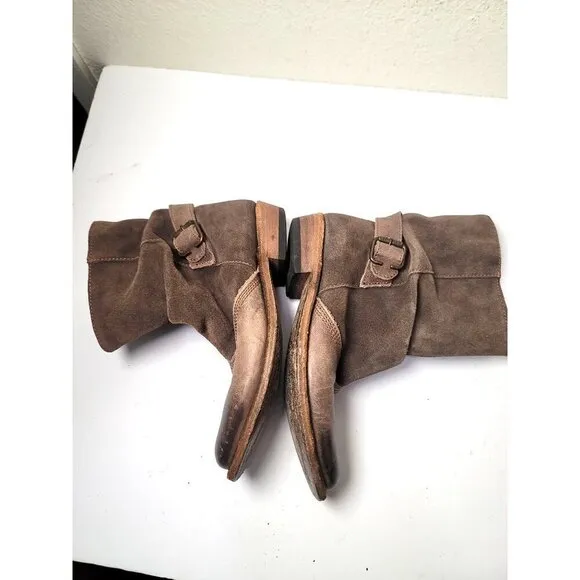 Liberty Brown Black Leather Suede Ankle Boots With Buckle Detail Women's Size 5.