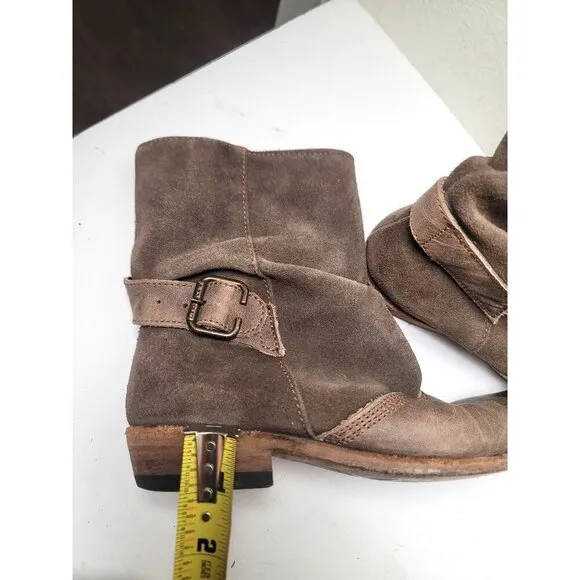 Liberty Brown Black Leather Suede Ankle Boots With Buckle Detail Women's Size 5.