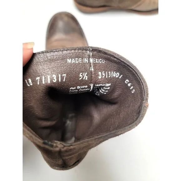 Liberty Brown Black Leather Suede Ankle Boots With Buckle Detail Women's Size 5.