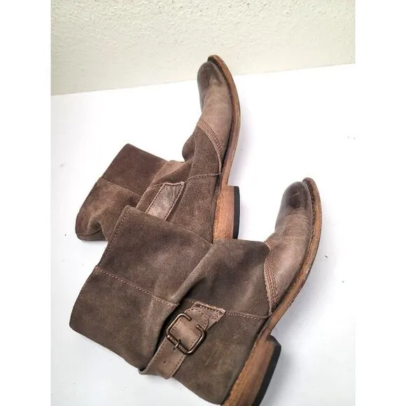 Liberty Brown Black Leather Suede Ankle Boots With Buckle Detail Women's Size 5.