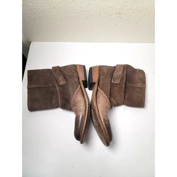 Liberty Brown Black Leather Suede Ankle Boots With Buckle Detail Women's Size 5.