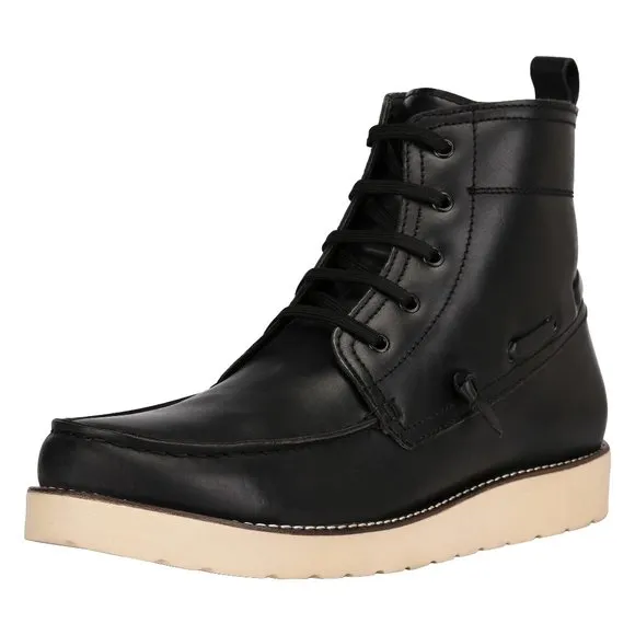 LIBERTYZENO Men's  BLACK Lace-Up Casual Boots