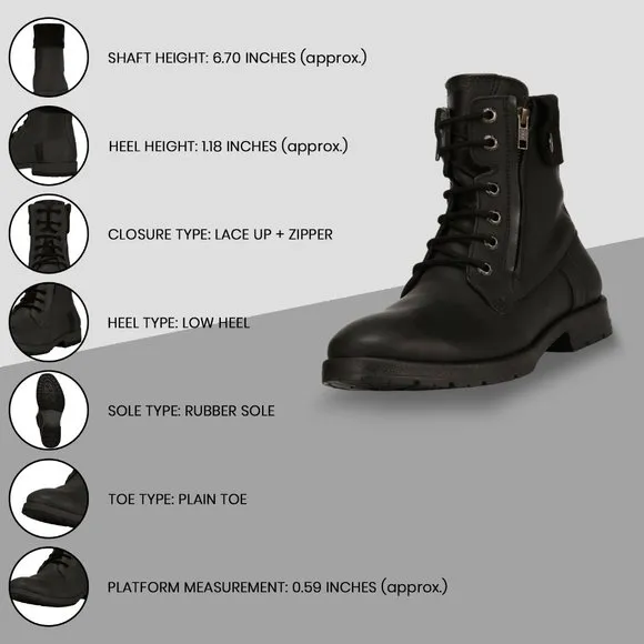 LIBERTYZENO Men's  BLACK Lace-Up Casual Boots
