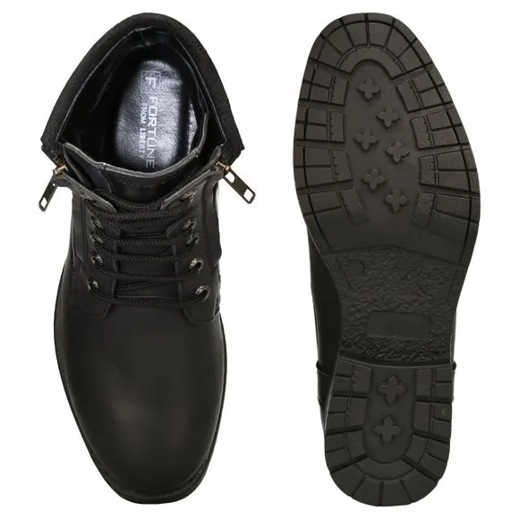 LIBERTYZENO Men's  BLACK Lace-Up Casual Boots
