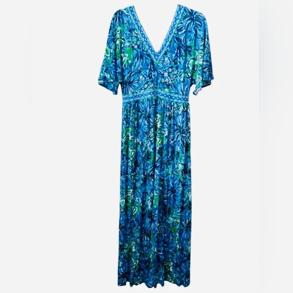 Lilly Pulitzer Addison Floral Elbow Sleeve Maxi Dress