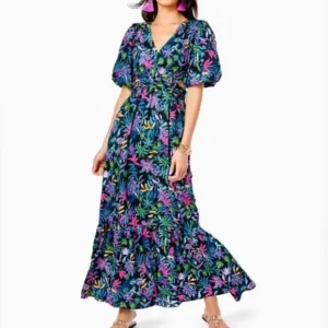 Lilly Pulitzer &quot;Teyla&quot; Maxi Dress Onyx Paradise Glow $298 Size 12