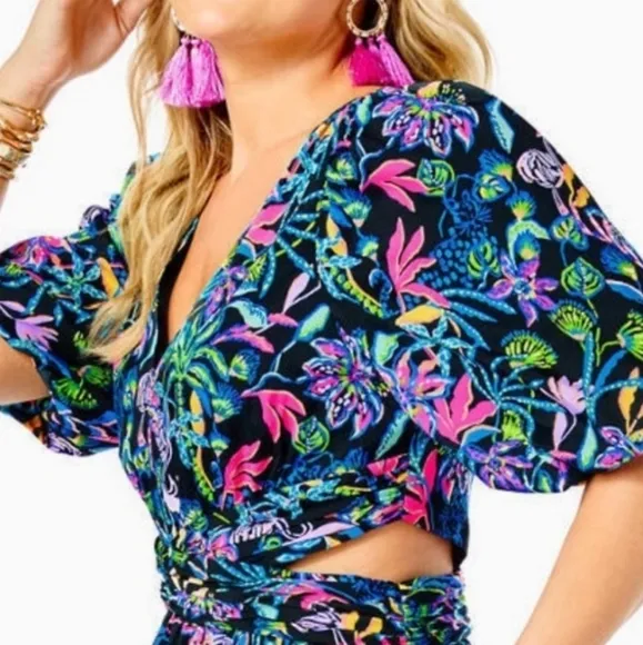 Lilly Pulitzer &quot;Teyla&quot; Maxi Dress Onyx Paradise Glow $298 Size 12