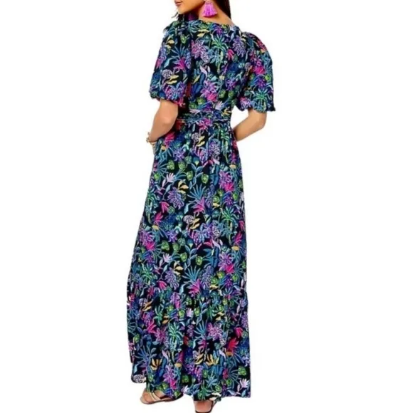 Lilly Pulitzer &quot;Teyla&quot; Maxi Dress Onyx Paradise Glow $298 Size 12
