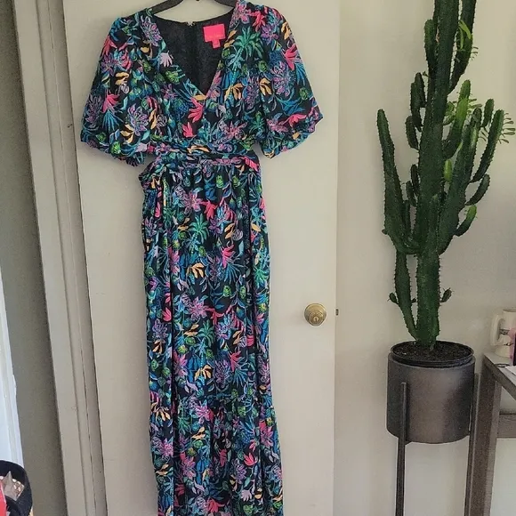 Lilly Pulitzer &quot;Teyla&quot; Maxi Dress Onyx Paradise Glow $298 Size 12