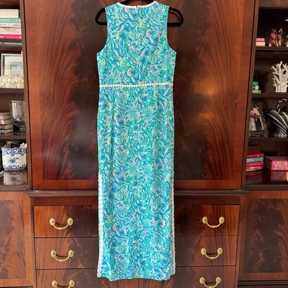 Lilly Pulitzer Ashler Stretch Maxi Shift Dress in Coral of the Story- Size 8