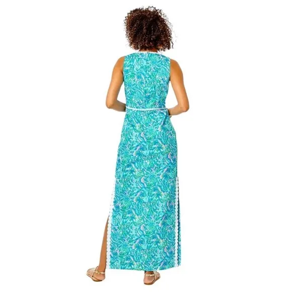 Lilly Pulitzer Ashler Stretch Maxi Shift Dress in Coral of the Story- Size 8