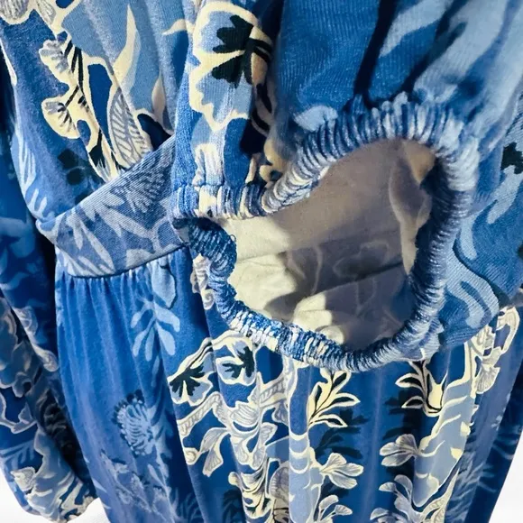 Lilly Pulitzer Wexlee Maxi Dress Alba Blue Baja Cove Size 14 Floral Coral