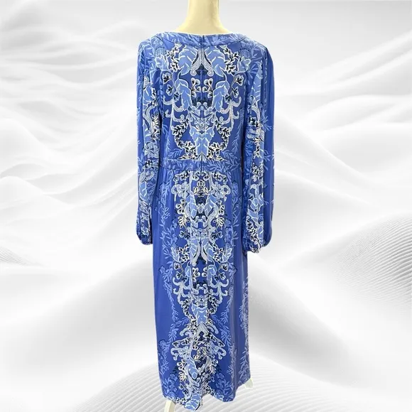 Lilly Pulitzer Wexlee Maxi Dress Alba Blue Baja Cove Size 14 Floral Coral