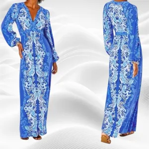 Lilly Pulitzer Wexlee Maxi Dress Alba Blue Baja Cove Size 14 Floral Coral