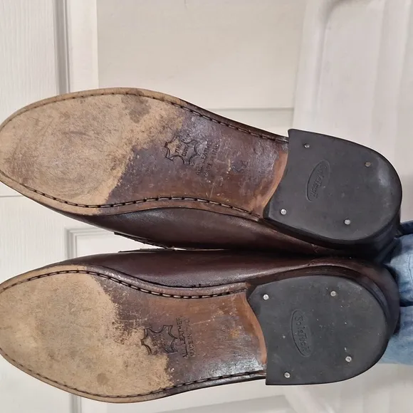 Lily of Florence Italian leather horse bit slip-on loafers - 9 ½ - brown