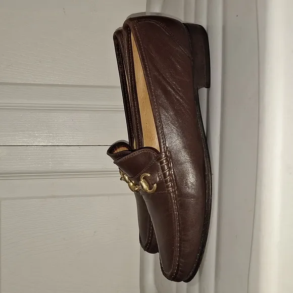 Lily of Florence Italian leather horse bit slip-on loafers - 9 ½ - brown