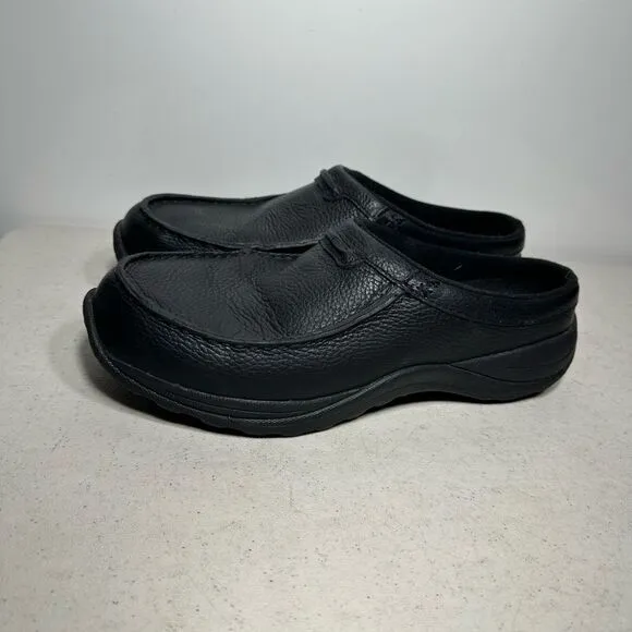 LL Bean Men's 268224 Black Leather Slides  10