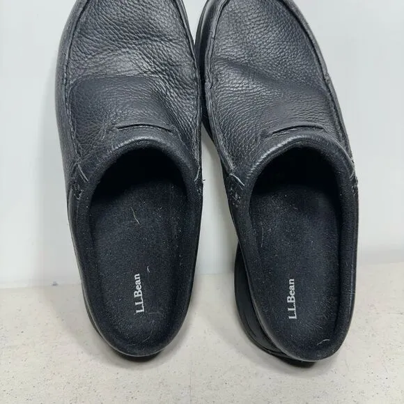 LL Bean Men's 268224 Black Leather Slides  10