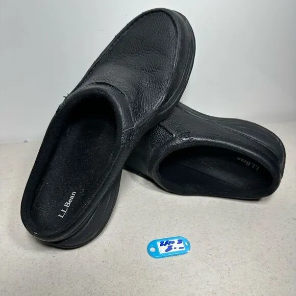LL Bean Men's 268224 Black Leather Slides  10