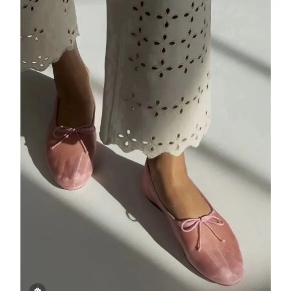 Loeffler Randall Landon Soft Ballet Flats Sz 6.5 Light Pink Mesh Leather