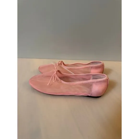 Loeffler Randall Landon Soft Ballet Flats Sz 6.5 Light Pink Mesh Leather