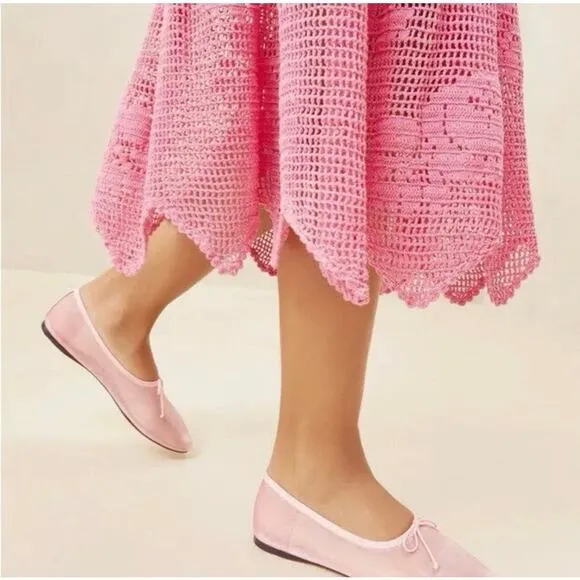 Loeffler Randall Landon Soft Ballet Flats Sz 6.5 Light Pink Mesh Leather