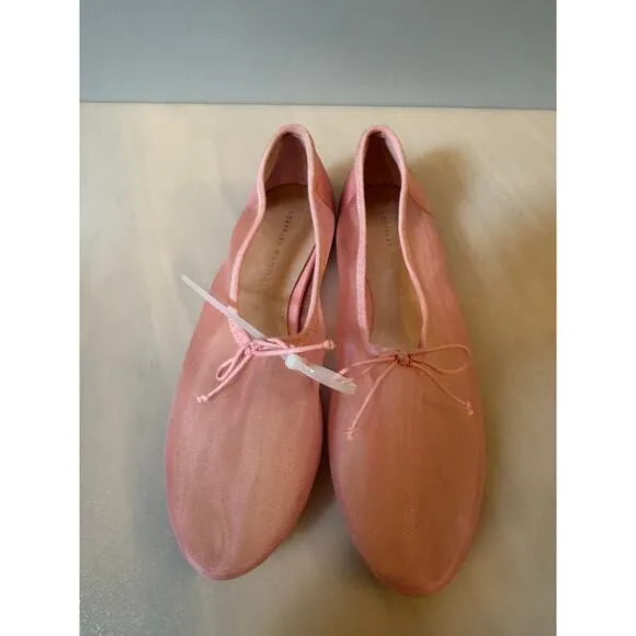 Loeffler Randall Landon Soft Ballet Flats Sz 6.5 Light Pink Mesh Leather