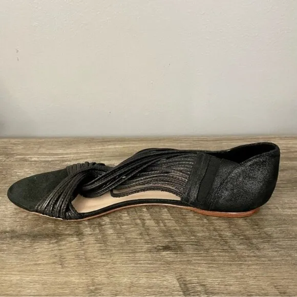 Loeffler Randall Twist Metallic Black Flats