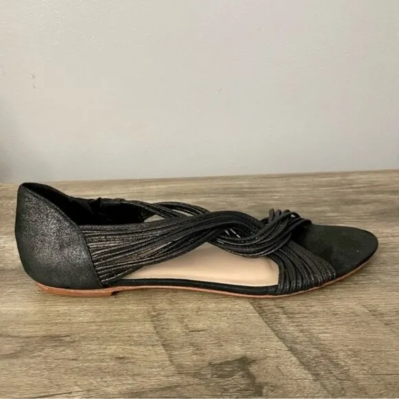 Loeffler Randall Twist Metallic Black Flats