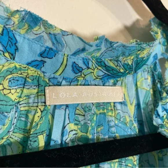 Lola Australia Sapphire Cotton Maxi, Paisley Turquoise Size Small